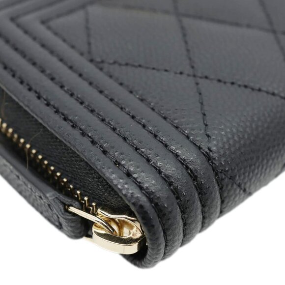 Chanel Boy Small Caviar Leather Zip Around Wallet Black - Picture 6 of 13